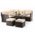 Set mobilier gradina coltar 5 piese, canapea colt, 2 tabureti si masa reglabila pe inaltime, ratan PE, 179x69x73 cm, maro si crem [2]