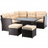 Set mobilier gradina coltar 5 piese, canapea colt, 2 tabureti si masa reglabila pe inaltime, ratan PE, 179x69x73 cm, maro si crem [3]