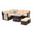 Set mobilier gradina coltar 5 piese, canapea colt, 2 tabureti si masa reglabila pe inaltime, ratan PE, 179x69x73 cm, maro si crem [4]