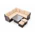 Set mobilier gradina coltar 5 piese, canapea colt, 2 tabureti si masa reglabila pe inaltime, ratan PE, 179x69x73 cm, maro si crem [6]