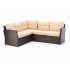 Set mobilier gradina coltar 5 piese, canapea colt, 2 tabureti si masa reglabila pe inaltime, ratan PE, 179x69x73 cm, maro si crem [8]