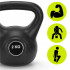 Kettlebell 2 kg, bitum cu invelis rezistent ABS, 19x16 cm, negru [8]