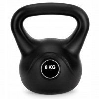 Kettlebell 8 kg, bitum cu invelis rezistent ABS, 24x23 cm, negru