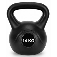Kettlebell 14 kg, bitum cu invelis rezistent ABS, 26x22x28 cm, negru