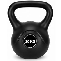 Kettlebell 20 kg, bitum cu invelis rezistent ABS, 30x25x33 cm, negru
