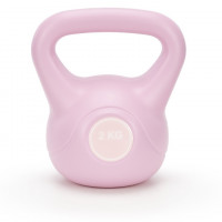 Kettlebell 2 kg, bitum cu invelis rezistent ABS, 16x19 cm, roz