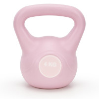 Kettlebell 4 kg, bitum cu invelis rezistent ABS, 18x21 cm, roz