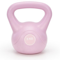Kettlebell 8 kg, bitum cu invelis rezistent ABS, 23x24 cm, roz