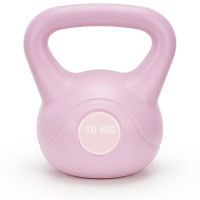 Kettlebell 10 kg, bitum cu invelis rezistent ABS, 25x27 cm, roz