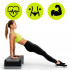 Step aerobic fitness reglabil 2 niveluri, PP, maxim 350 kg, 73x29x18 cm, negru gri [5]