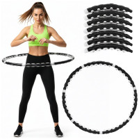 Cerc Hula Hoop pentru antrenament fitness, cu 42 elemente de masaj cu magneti, 7 segmente, 100 cm, 1 kg, negru