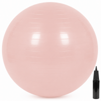 Minge pentru fitness 65 cm, antiderapanta, cu pompa inclusa, maxim 150 kg, roz pudrat