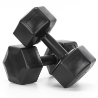 Set gantere hex 2x10 kg, bitum cu invelis rezistent PP, negru