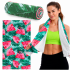 Prosop microfibra 180x100 cm, uscare rapida, compact, cu husa, model floral, verde si roz [13]