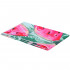 Prosop microfibra 180x100 cm, uscare rapida, compact, cu husa, model floral, verde si roz [15]