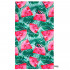 Prosop microfibra 180x100 cm, uscare rapida, compact, cu husa, model floral, verde si roz [23]