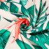 Prosop microfibra 180x100 cm, uscare rapida, compact, cu husa, model floral, alb si verde [15]