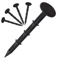 Set 50 cuie plastic fixare folii, tip ancora harpon, 150×32 mm, negru