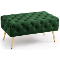 Taburet Madrid, tapitat cu catifea, tip banca, cu picioare metalice, 80x42x41 cm, verde Taburet Madrid, tapitat cu catifea, tip banca, cu picioare metalice, 80x42x41 cm, verde
