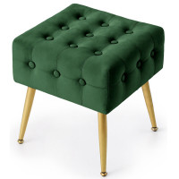 Taburet tapitat Quadra, velur, cu picioare metalice, 40x40x42 cm, verde Taburet tapitat Quadra, velur, cu picioare metalice, 40x40x42 cm, verde