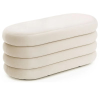 Taburet tapitat Puffo cu spatiu de depozitare, velur, 100x42x42 cm, crem Taburet tapitat Puffo cu spatiu de depozitare, velur, 100x42x42 cm, crem