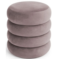 Taburet tapitat Snuggo cu spatiu de depozitare, velur, diametru 42 cm, inaltime 45 cm, roz pudrat Taburet tapitat Snuggo cu spatiu de depozitare, velur, diametru 42 cm, inaltime 45 cm, roz pudrat