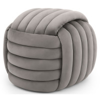 Taburet tapitat Nilo, velur, 53x50x43 cm, gri deschis Taburet tapitat Nilo, velur, 53x50x43 cm, gri deschis