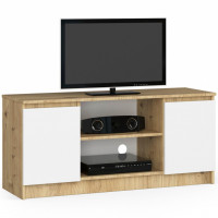 Comoda TV cu 2 usi si o polita, PAL laminat 16 mm, 120x40x55 cm, stejar artisan si alb Comoda TV cu 2 usi si o polita, PAL laminat 16 mm, 120x40x55 cm, stejar artisan si alb