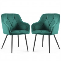 Set 2 scaune dining tapitate din catifea Diamante, 55x58x83 cm, maxim 120 kg, verde
