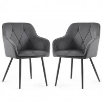 Set 2 scaune dining tapitate din catifea Diamante, 55x58x83 cm, maxim 120 kg, gri grafit Set 2 scaune dining tapitate din catifea Diamante, 55x58x83 cm, maxim 120 kg, gri grafit