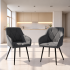 Set 2 scaune dining tapitate din catifea Diamante, 55x58x83 cm, maxim 120 kg, gri grafit [3]