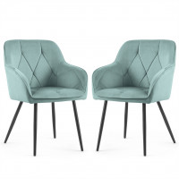 Set 2 scaune dining tapitate din catifea Diamante, 55x58x83 cm, maxim 120 kg, turcoaz