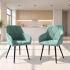Set 2 scaune dining tapitate din catifea Diamante, 55x58x83 cm, maxim 120 kg, turcoaz [7]