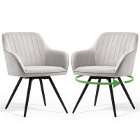 Set 2 scaune dining rotative tapitate din catifea Turno, 55x58x83 cm, maxim 120 kg, gri Set 2 scaune dining rotative tapitate din catifea Turno, 55x58x83 cm, maxim 120 kg, gri