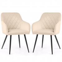 Set 2 scaune dining tapitate Velto, catifea, matlasate cu romburi, 52x58x82 cm, maxim 120 kg, bej Set 2 scaune dining tapitate Velto, catifea, matlasate cu romburi, 52x58x82 cm, maxim 120 kg, bej