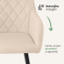 Set 2 scaune dining tapitate Velto, catifea, matlasate cu romburi, 52x58x82 cm, maxim 120 kg, bej [9]