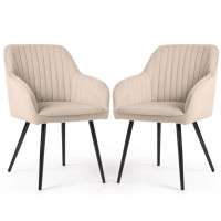 Set 2 scaune dining tapitate din velur Florence, 55x58x82 cm, maxim 120 kg, bej