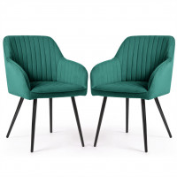 Set 2 scaune dining tapitate din velur Florence, 55x58x82 cm, maxim 120 kg, verde