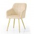 Set 2 scaune dining tapitate cu velur Luxano, cusaturi patrate, picioare aurii, 54x58x82 cm, bej [2]