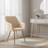 Set 2 scaune dining tapitate cu velur Luxano, cusaturi patrate, picioare aurii, 54x58x82 cm, bej [12]