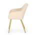 Set 2 scaune dining tapitate cu velur Luxano, cusaturi patrate, picioare aurii, 54x58x82 cm, bej [4]