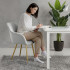 Set 2 scaune dining tapitate cu velur Luxano, cusaturi patrate, picioare aurii, 54x58x82 cm, gri [12]