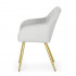 Set 2 scaune dining tapitate cu velur Luxano, cusaturi patrate, picioare aurii, 54x58x82 cm, gri [4]
