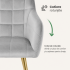 Set 2 scaune dining tapitate cu velur Luxano, cusaturi patrate, picioare aurii, 54x58x82 cm, gri [7]