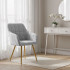 Set 2 scaune dining tapitate cu velur Luxano, cusaturi patrate, picioare aurii, 54x58x82 cm, gri [11]