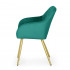 Set 2 scaune dining tapitate cu velur Luxano, cusaturi patrate, picioare aurii, 54x58x82 cm, verde [4]