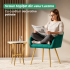 Set 2 scaune dining tapitate cu velur Luxano, cusaturi patrate, picioare aurii, 54x58x82 cm, verde [5]