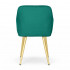 Set 2 scaune dining tapitate cu velur Luxano, cusaturi patrate, picioare aurii, 54x58x82 cm, verde [6]
