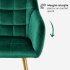 Set 2 scaune dining tapitate cu velur Luxano, cusaturi patrate, picioare aurii, 54x58x82 cm, verde [9]
