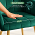 Set 2 scaune dining tapitate cu velur Luxano, cusaturi patrate, picioare aurii, 54x58x82 cm, verde [11]